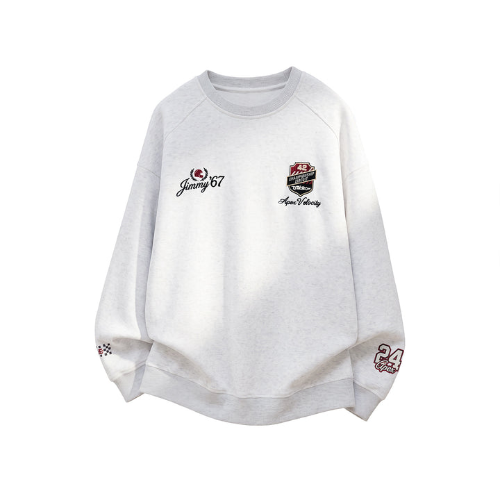 Unisex Oversize-Sweatshirt mit Rennsport-Stickereien und Raglanärmeln Drune