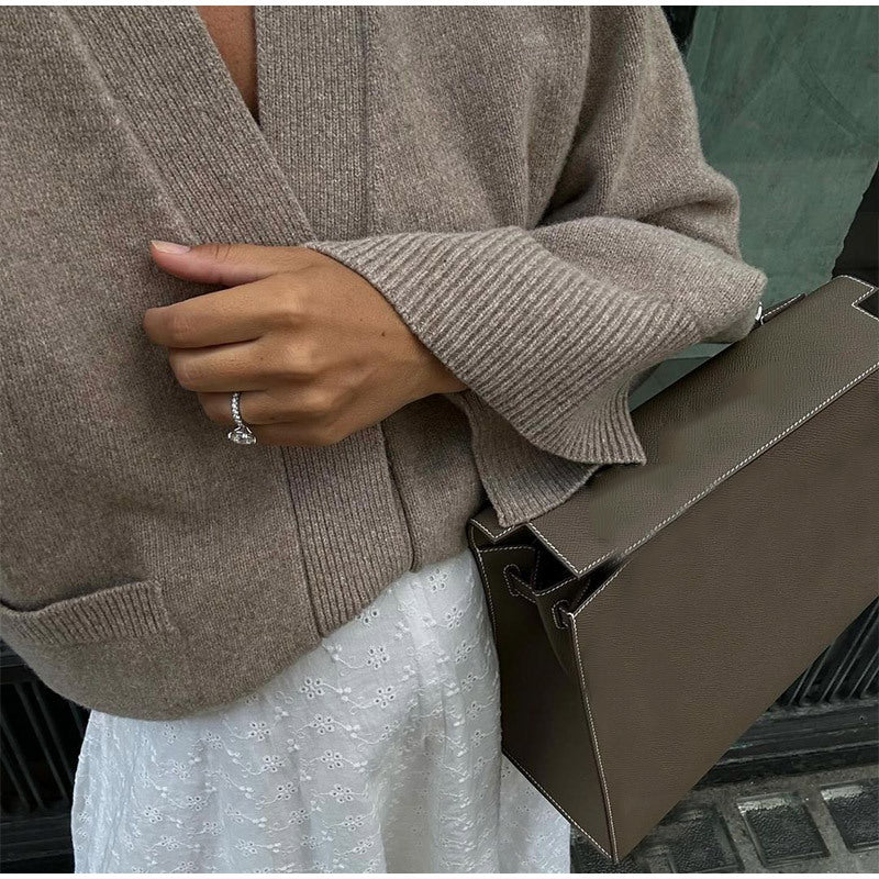 Damen Strickjacke mit eleganter Schnittführung und oversized Ärmeln Drune