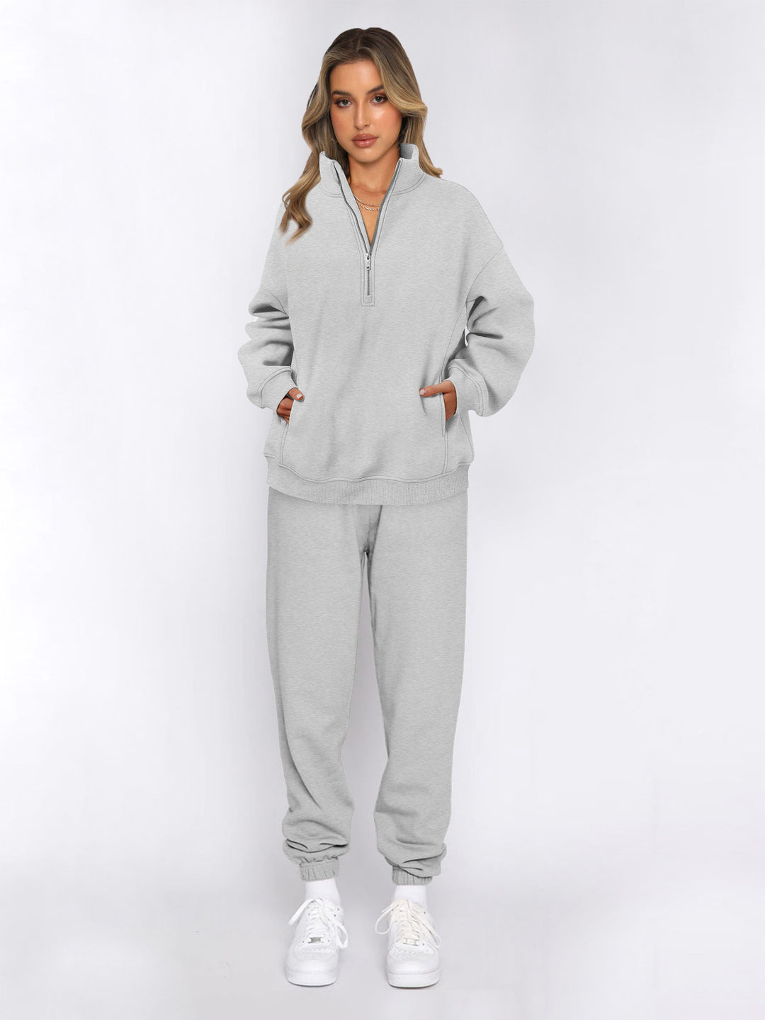 Damen sportliches Set mit Stehkragen und praktischem Reißverschluss Drune