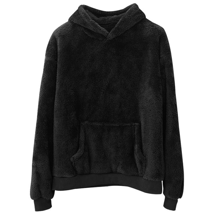 Unisex nan kuscheliger Kapuzenpullover aus Teddyplüsch mit Kängurutasche Drune