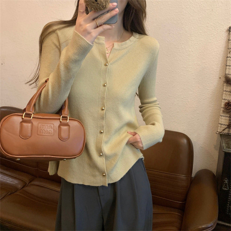 Damen Eleganter Strickcardigan mit Knopfdetails und feiner Rippstruktur Drune