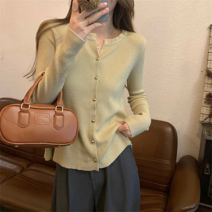 Damen Eleganter Strickcardigan mit Knopfdetails und feiner Rippstruktur Drune