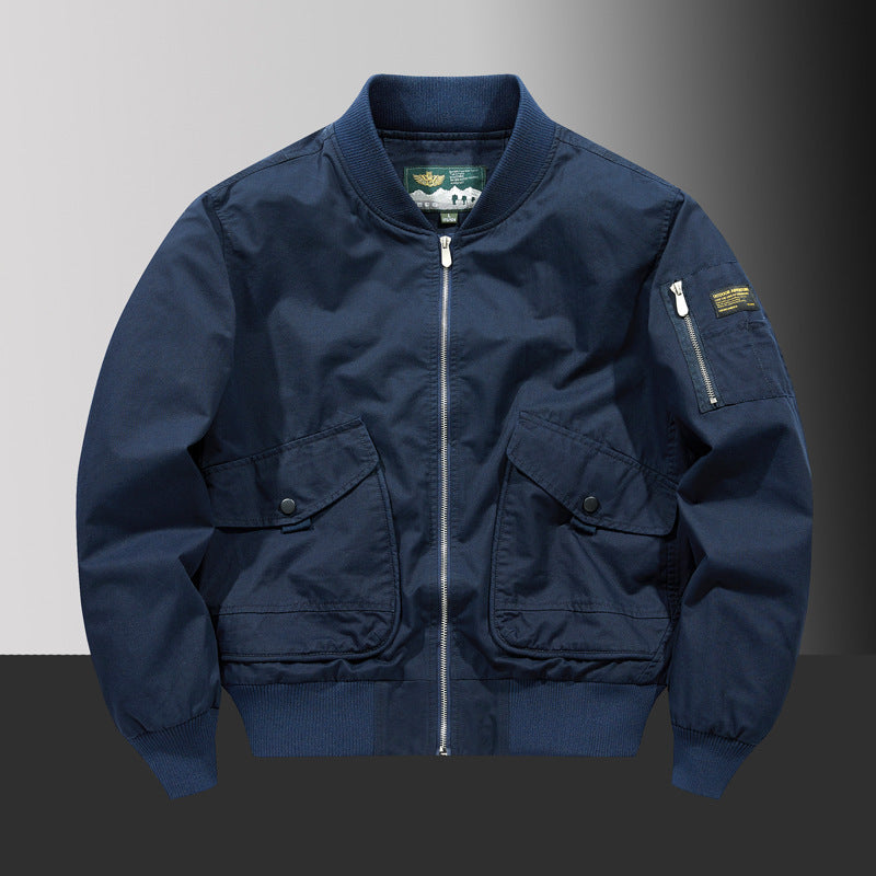 Herren Pilot‑Bomberjacke im Urban‑Utility‑Stil mit großen Klapp‑Pattentaschen und Ärmel‑Reißverschlusstasche Drune