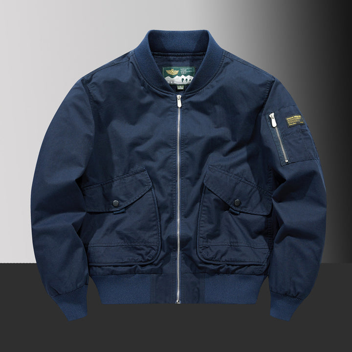 Herren Pilot‑Bomberjacke im Urban‑Utility‑Stil mit großen Klapp‑Pattentaschen und Ärmel‑Reißverschlusstasche Drune