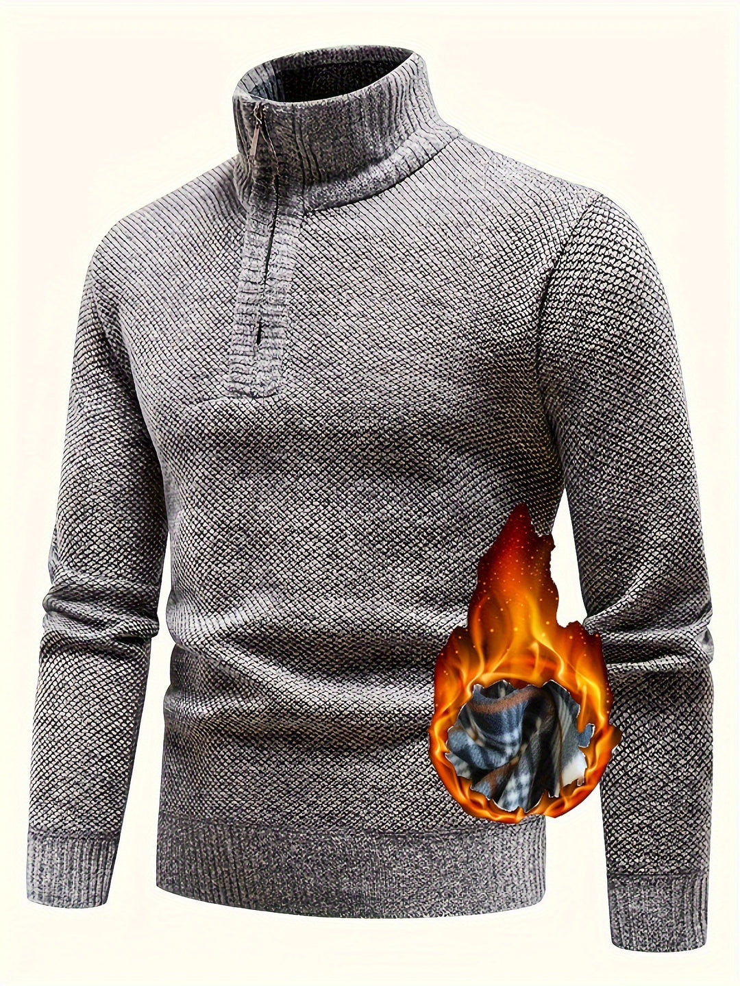 Herren Thermo-Strickpullover mit Stehkragen und Halbzip Drune