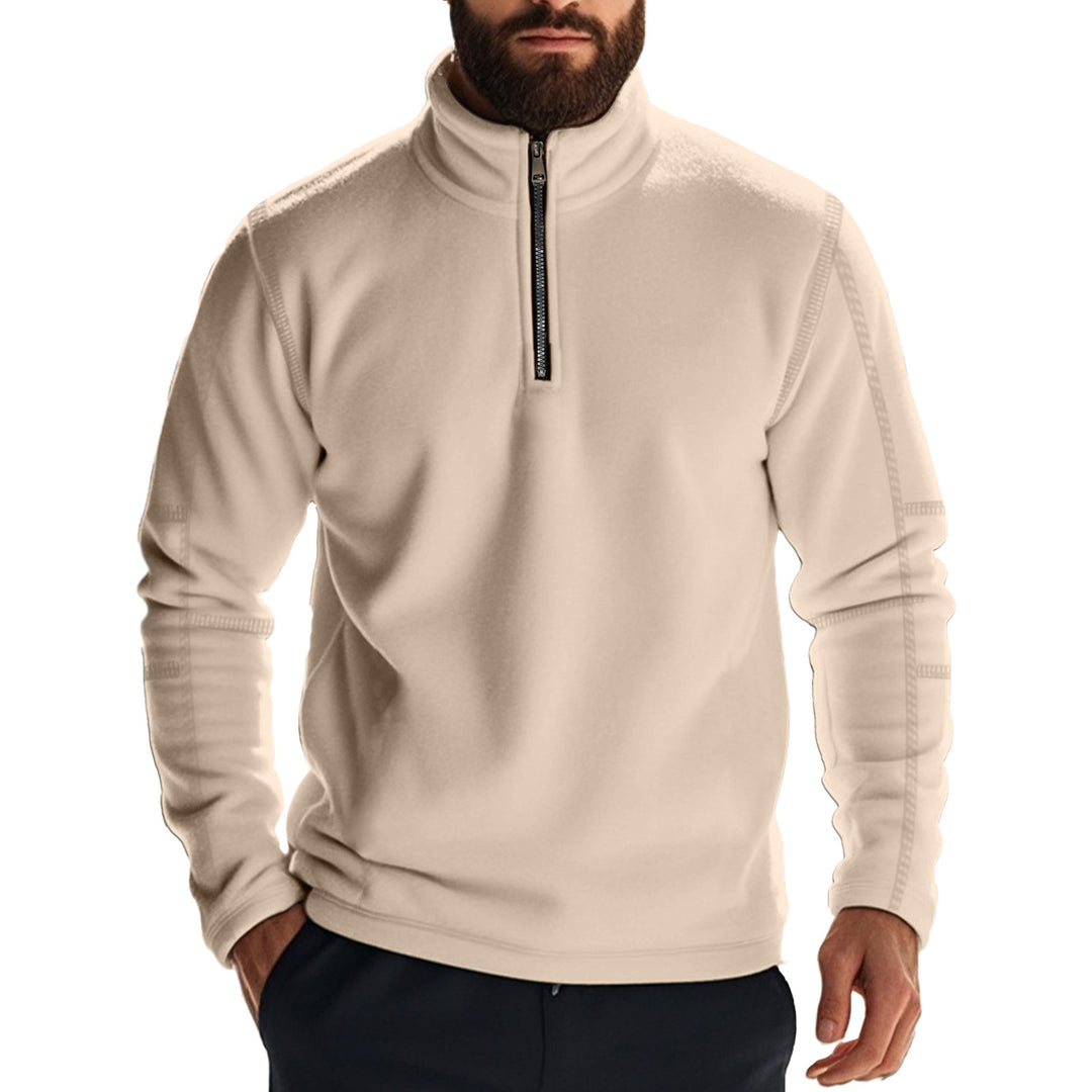 Herren kuscheliger Fleece-Pullover mit half-Zip und hohem Kragen Drune