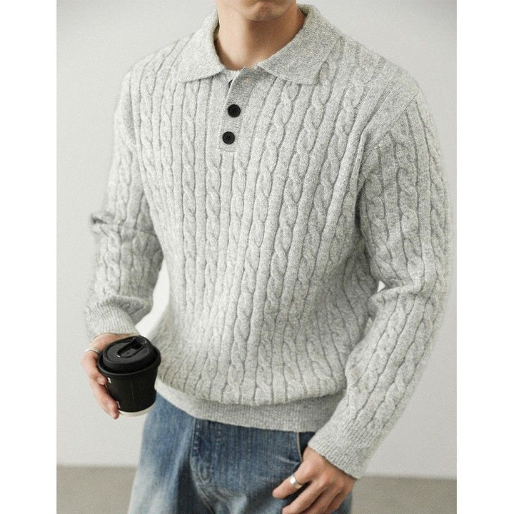 Herren Gemütlicher Grobstrickpullover mit Knopfleiste Drune