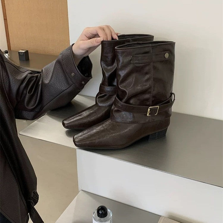 Damen Stiefeletten mit dekorativen Schnallen Drune