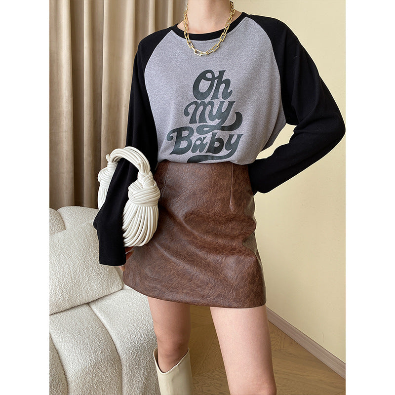 Damen Sweatshirt mit lässigem Schriftzug und langen Ärmeln Drune