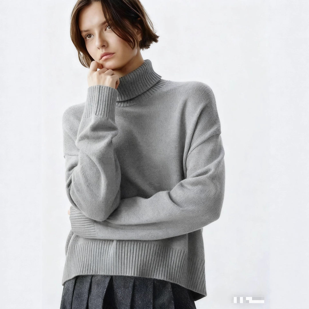 Damen Gemütlicher Rollkragenpullover mit oversized Schnitt und feiner Rippstruktur Drune