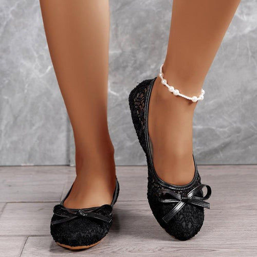 Damen Ballerinas mit filigranem Spitzen-Design und zarter Schleifen-Applikation Drune