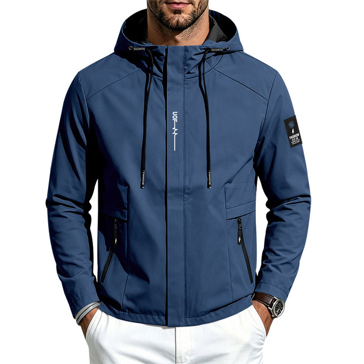 Herren Leichte Softshelljacke mit Kapuze wind- und wasserabweisend Reißverschlusstaschen Drune