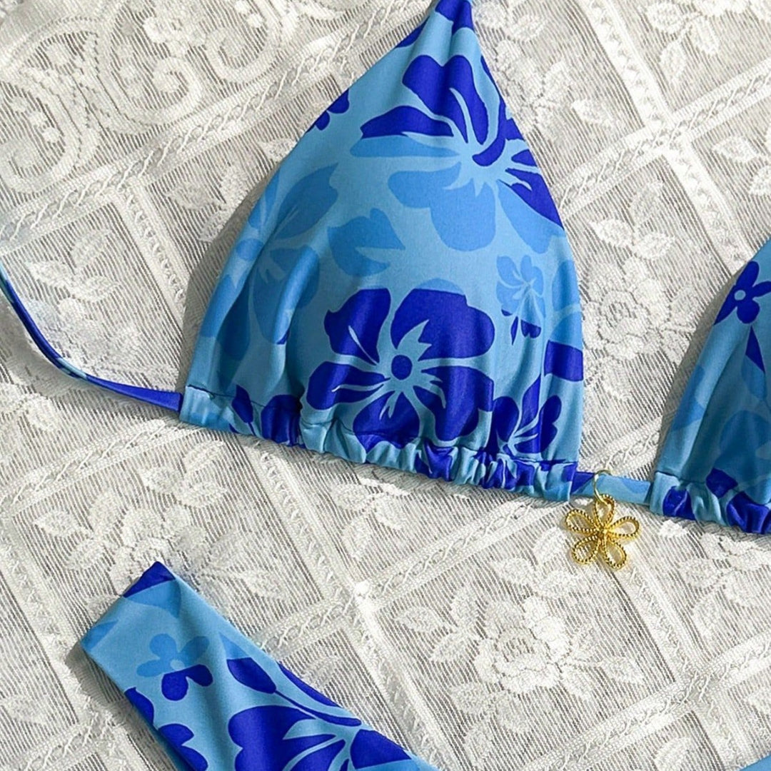 Damen Triangel-Bikini mit floralem Muster Drune
