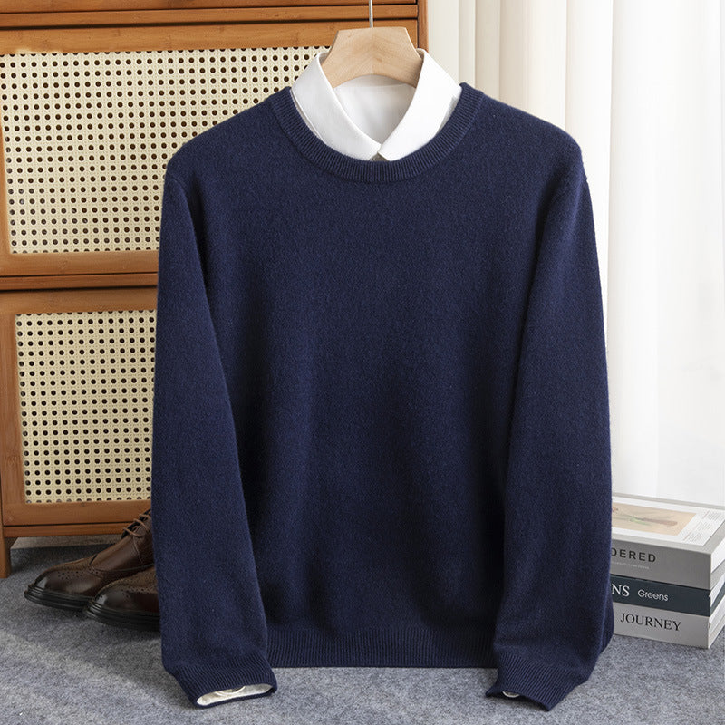 Herren Schlichter Rundhals-Feinstrickpullover kaschmirähnliche Haptik mit gerippten Abschlüssen Drune