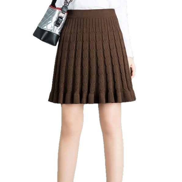 Damen Wellenmuster Midi-Rock aus Strick Drune
