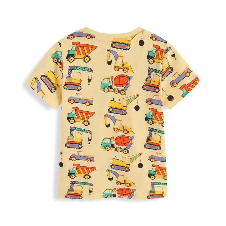 Jungen T-Shirt mit lustigem Baustellenfahrzeug-Design Drune