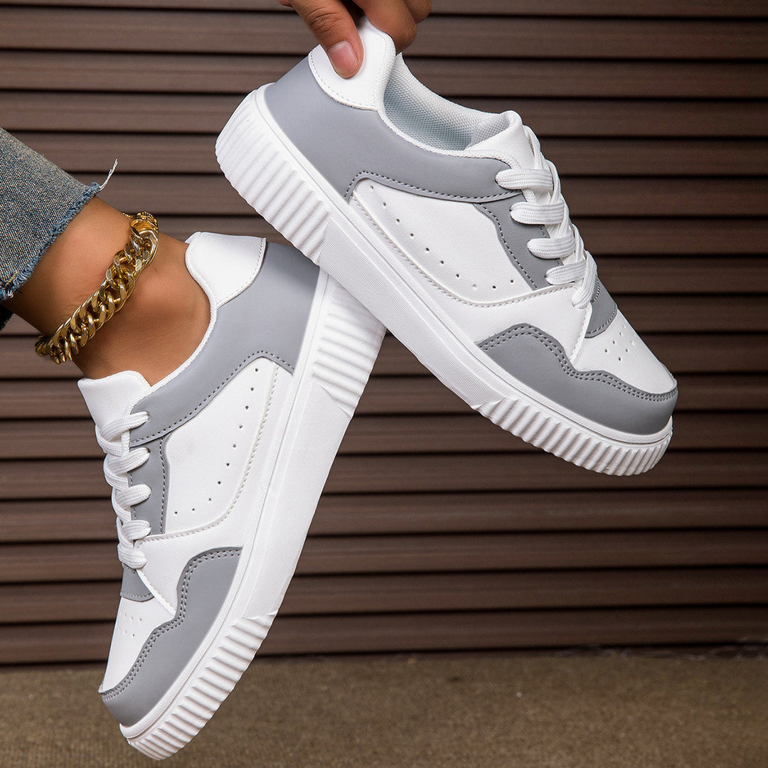 Damen nan niedrig geschnittener Sneaker mit geriffelter Profilsohle, gepolstertem Schaft und perforiertem Obermaterial Drune