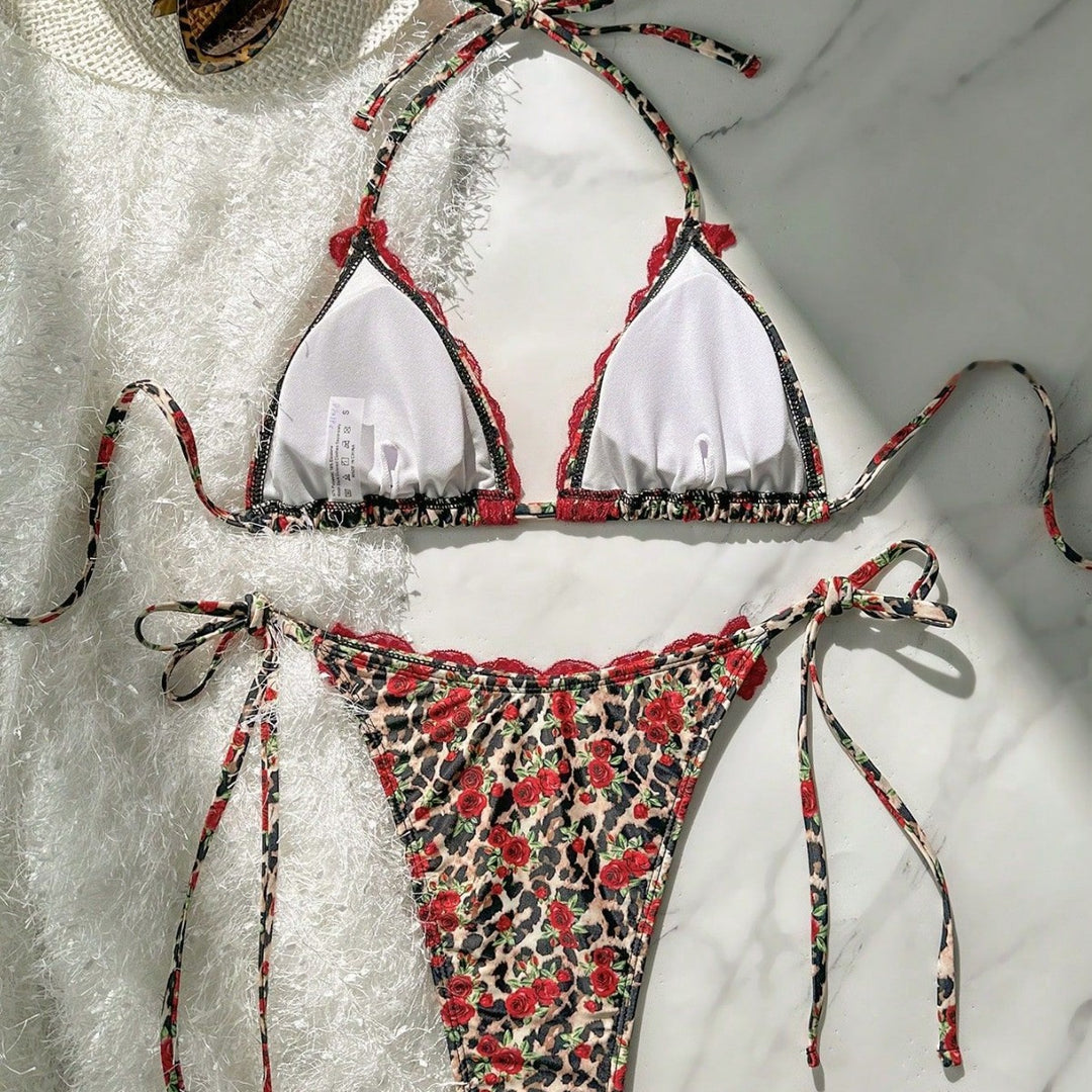 Damen Spitzentrimmed Triangel-Bikini Drune