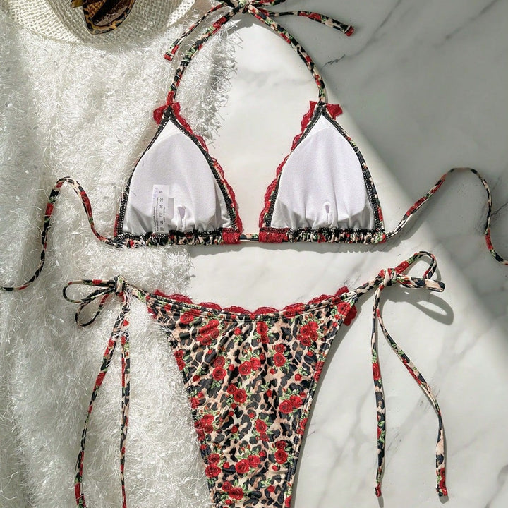 Damen Spitzentrimmed Triangel-Bikini Drune