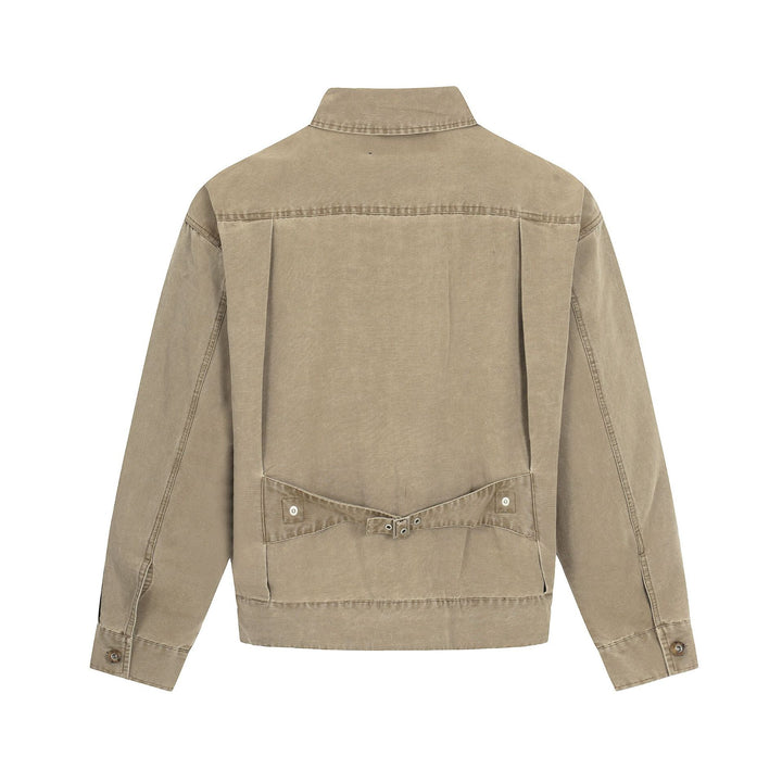 Herren Canvas-Utility-Blousonjacke mit Tunnelzug und Ziersteppungen Drune