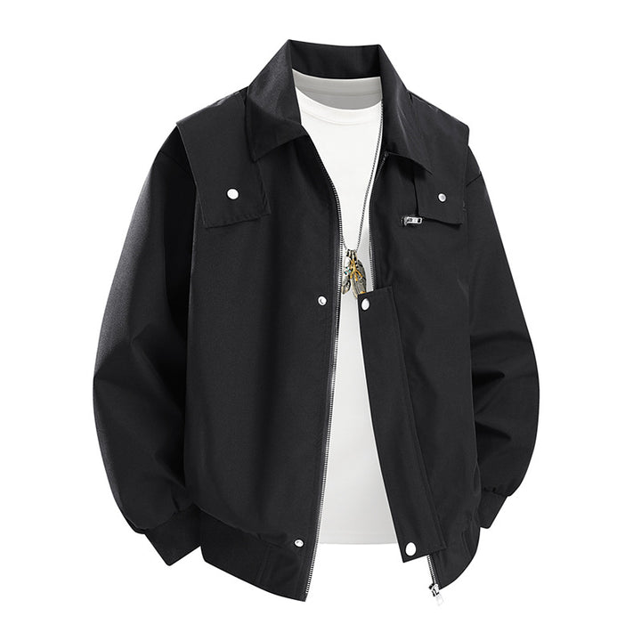 Herren Oversize-Utility-Coachjacke mit Reißverschluss, Druckknopfleiste und elastischen Bündchen Drune