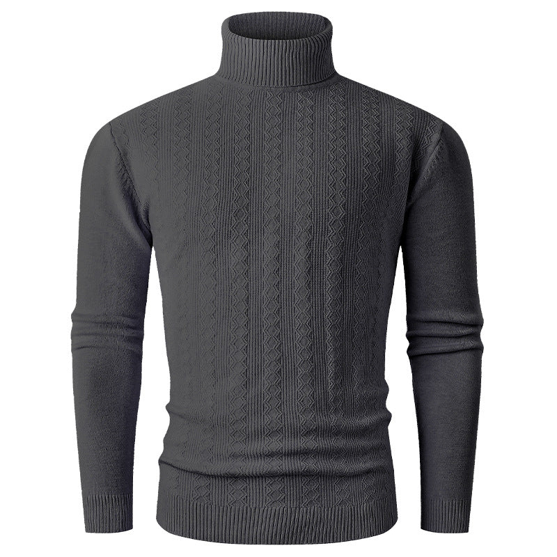 Herren Rollkragenpullover aus Feinstrick mit Zopfmuster und schmaler Silhouette Drune