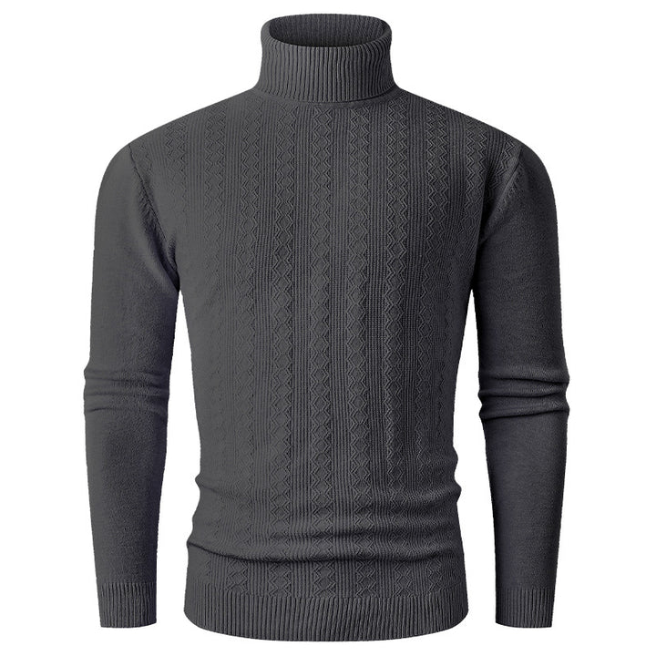 Herren Rollkragenpullover aus Feinstrick mit Zopfmuster und schmaler Silhouette Drune