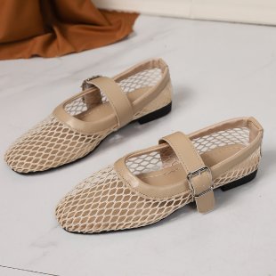 Damen Netzhäusliche Ballerinas mit modischer Schnallenverzierung Drune