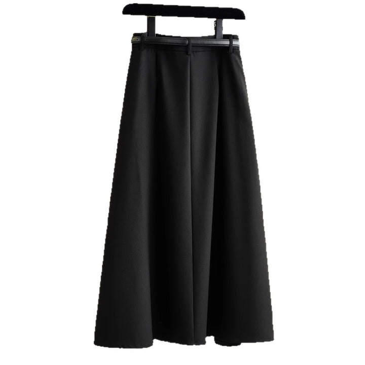 Damen Eleganter Midirock mit Taillengürtel Drune