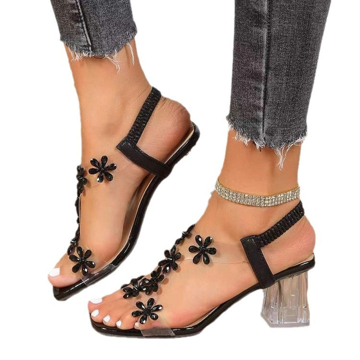Damen Blumendekorative Absatzsandalen Drune