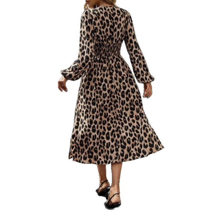 Damen nan Midikleid mit taillierter Raffung, V-Ausschnitt und A-Linie Drune