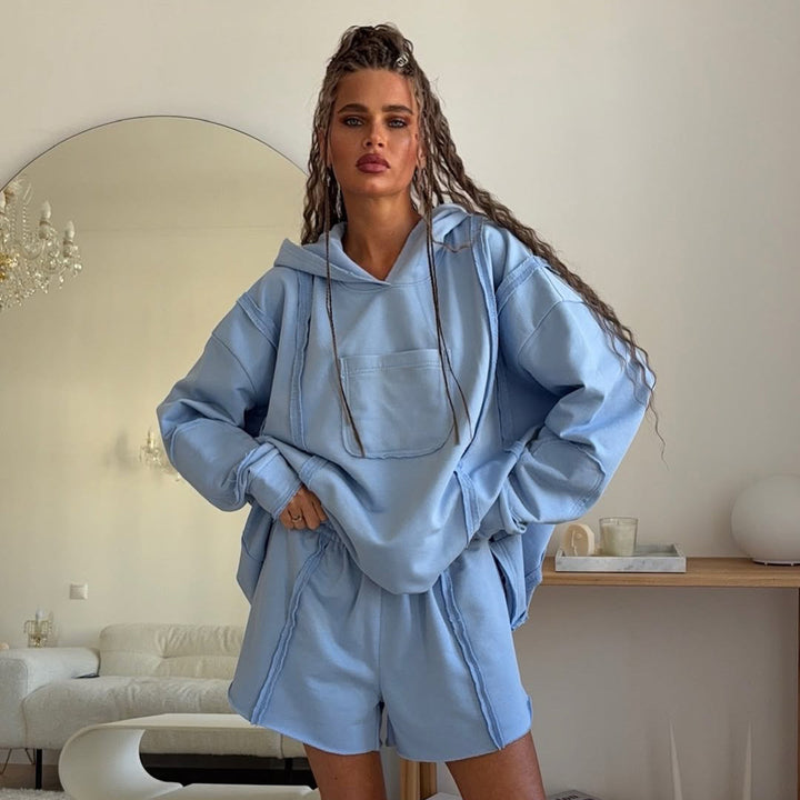 Damen Urbaner Oversized Hoodie und Shorts-Set Drune