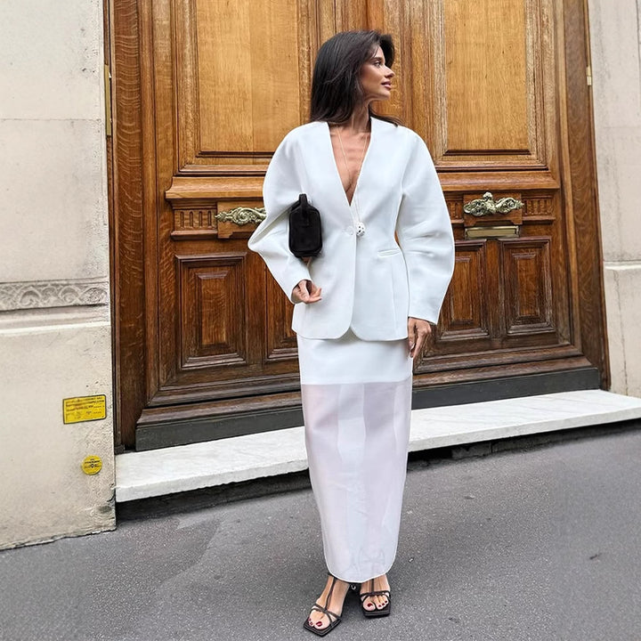Damen Sculptural Blazer mit Ballonärmeln und taillierter Schnittführung Drune