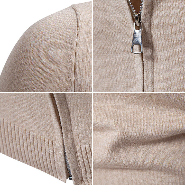 Herren Strickjacke mit modernem Stehkragen und funktionalem Reißverschluss Drune