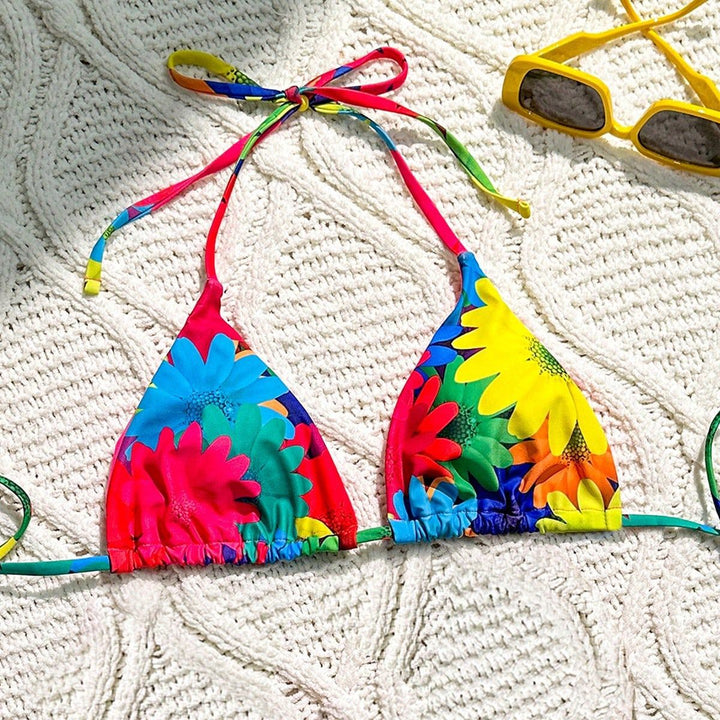 Damen Triangel-Bikini mit floralem Rüschen-Design Drune