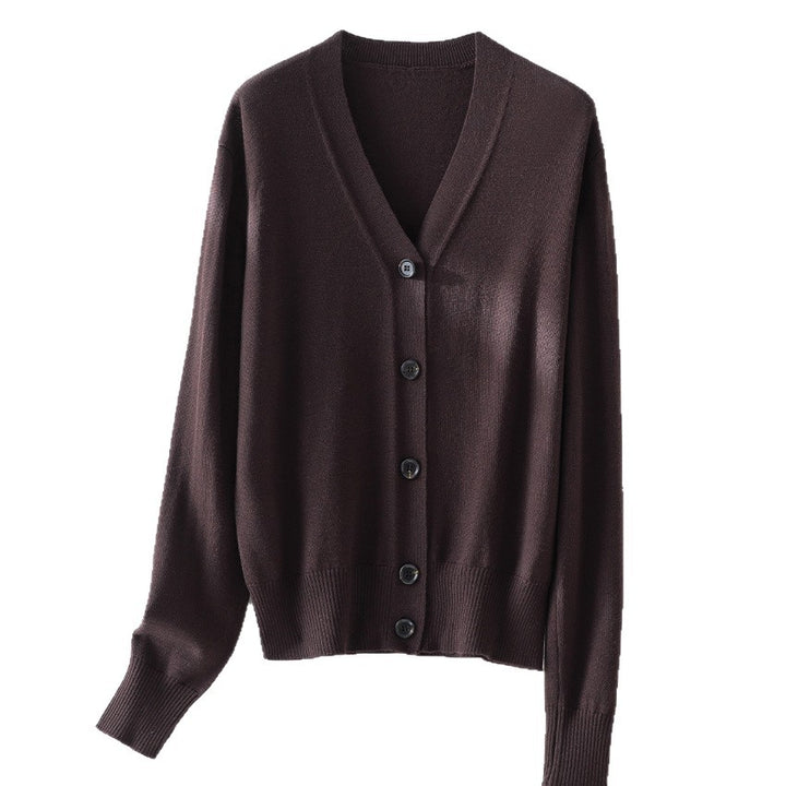 Damen Feiner V-Ausschnitt Cardigan mit Knopfleiste und geripptem Saum Drune