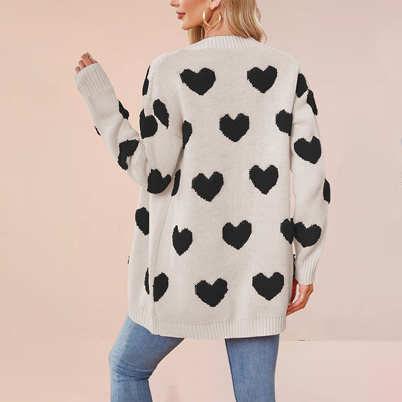 Damen Strickjacke mit Herzmuster und komfortablem Schnitt Drune