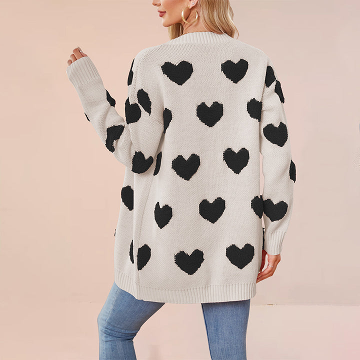 Damen Strickjacke mit Herzmuster und komfortablem Schnitt Drune