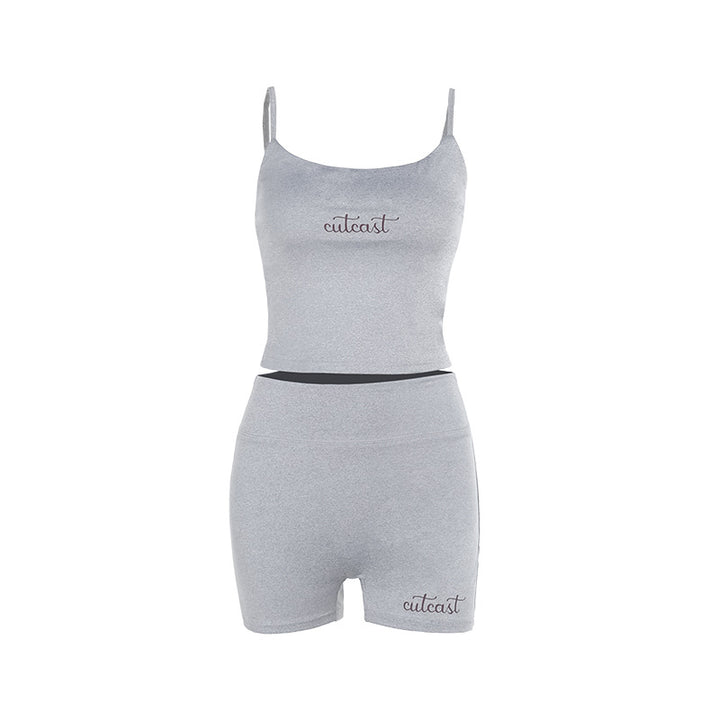 Damen sportliches Crop-Top und Shorts-Set Drune