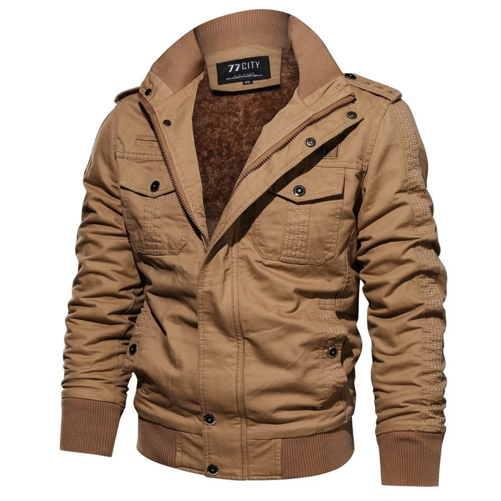 Herren nan militärisch inspiriertes Bomber-Fieldjacke mit Epauletten, verdecktem Reißverschluss und Klappbrusttaschen Drune