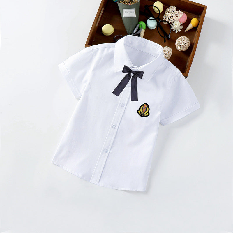 Jungen elegante kurzärmlige Bluse mit Fliege Drune