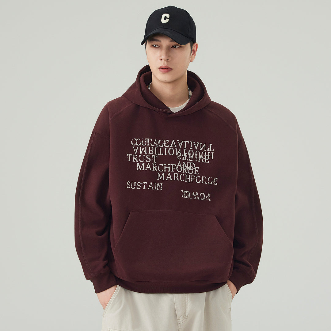 Herren Oversize Kapuzenpullover mit Statement-Print und Kängurutasche Drune
