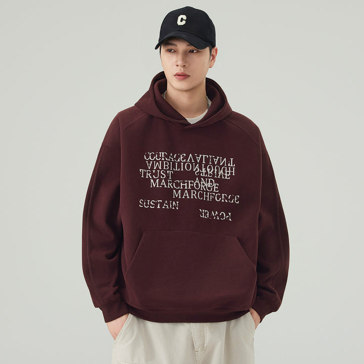 Herren Oversize Kapuzenpullover mit Statement-Print und Kängurutasche Drune