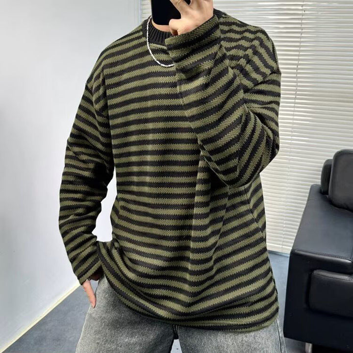 Herren Lässiger Strickpullover mit Modischem Streifenmuster Drune