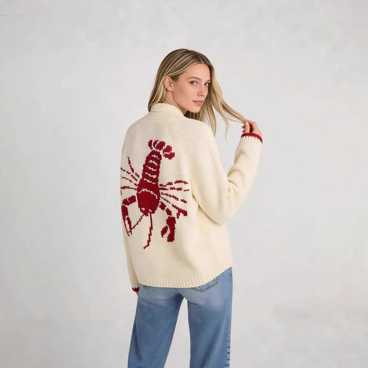 Damen Strickjacke mit kreativem Krabbenmuster Drune