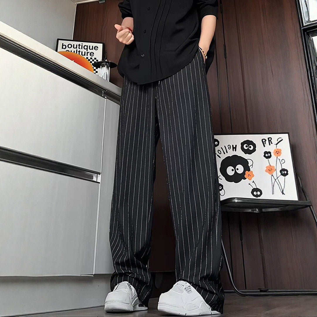 Damen Bequeme Strickhose mit vertikalen Streifen Drune