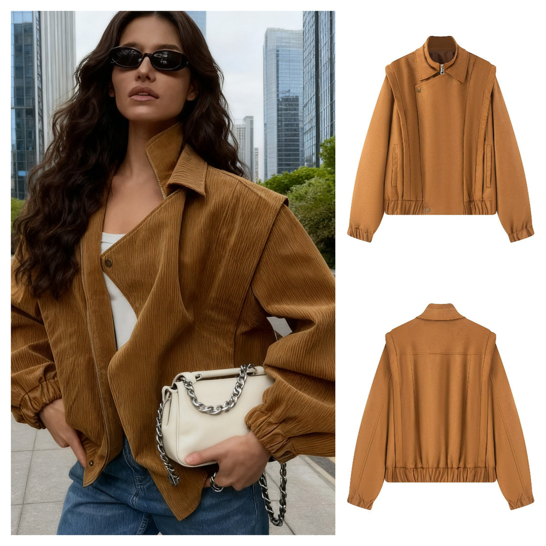 Damen modische Übergangsjacke mit asymmetrischem Schnitt und bequemen Taschen Drune