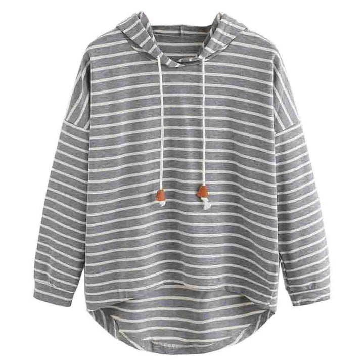 Damen gestreifter Hoodie mit lässigem Schnitt und Kordelzug Drune
