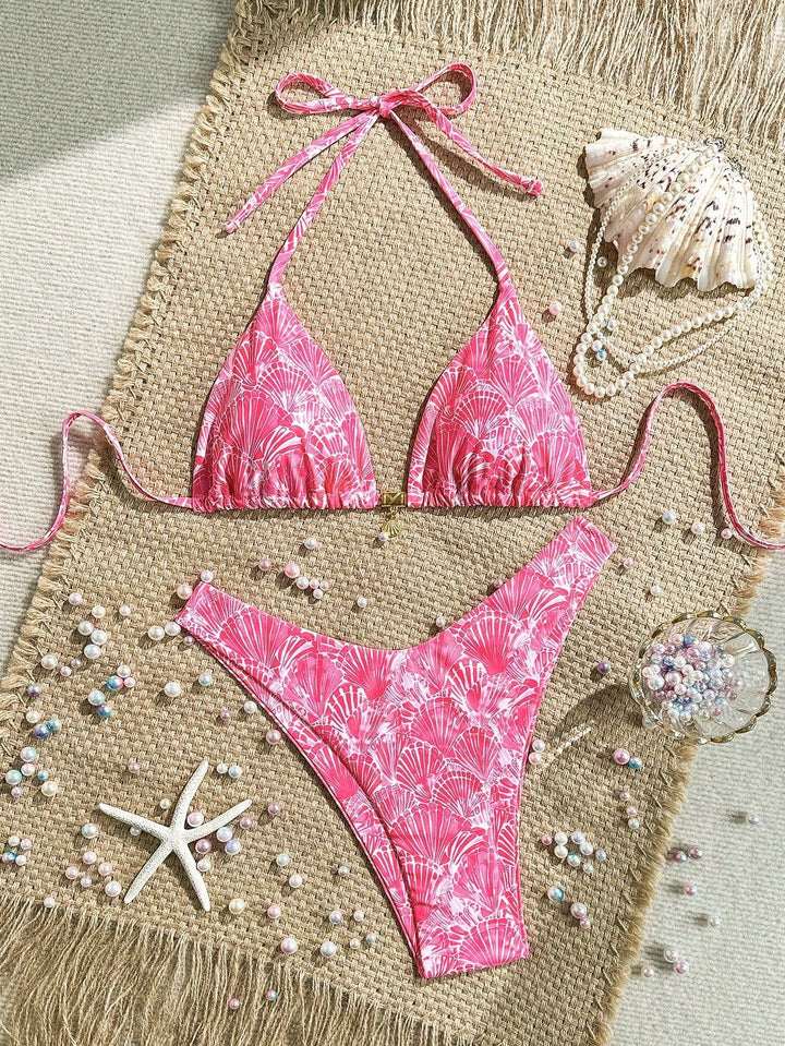 Damen Triangel-Bikini mit floralen Mustern Drune