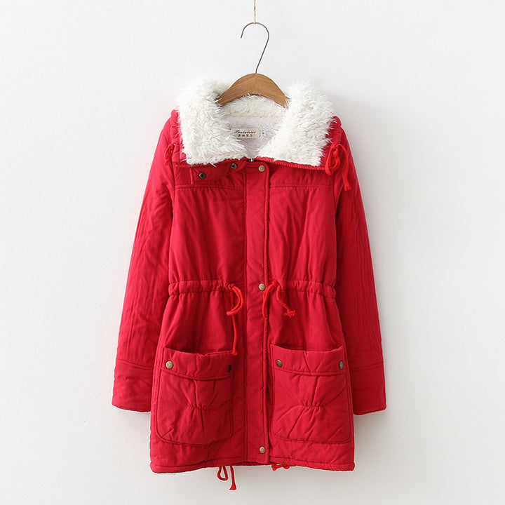 Damen nan winterlicher Parka mit kuscheligem Sherpa-Kragen, taillierendem Tunnelzug und aufgesetzten Klappentaschen Drune